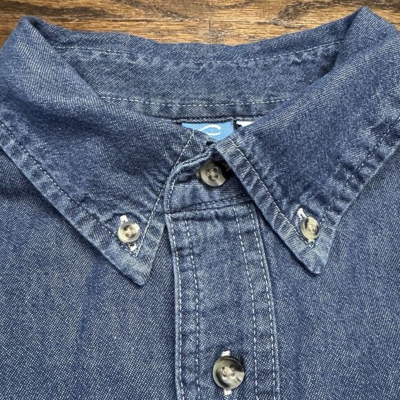 RARE, CHICAGO‎ FOXTROT Store, Mens Button Down Denim Shirt Large 100% Cotton - Picture 8 of 13